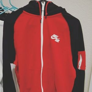 nike hoodie black and red